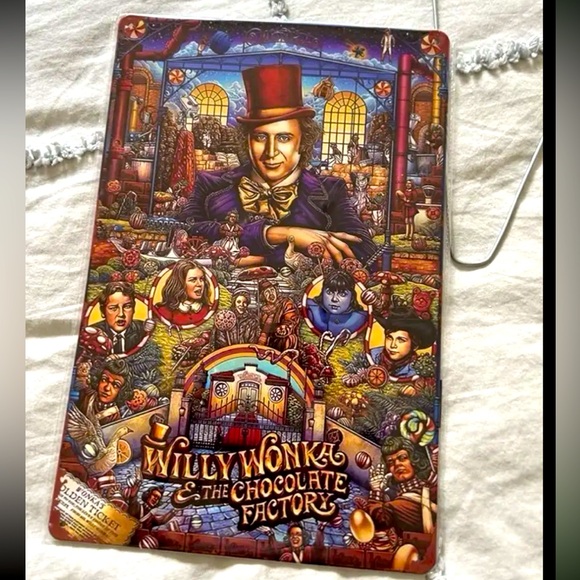 🆕 Vintage Willy Wonka & The Chocolate Factory Artwork, Indoor/Outdoor Tin Logo - Picture 6 of 7